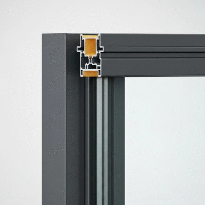 Gros plan sur une menuiserie extérieure moderne avec un focus sur l'isolation thermique