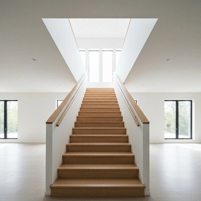 Escalier en bois massif au design moderne et épuré