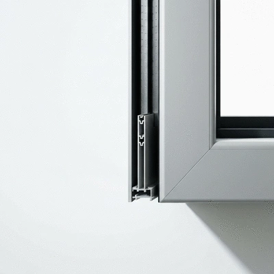 Modern aluminum window frame with thermal break, showing energy efficiency